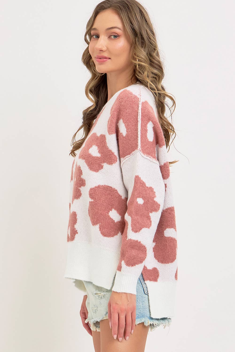 Sweet Lovely by Jen - Wholesale Knit Sweater - Women's - FLORAL LOOSE FIT SWEATER KNIT1