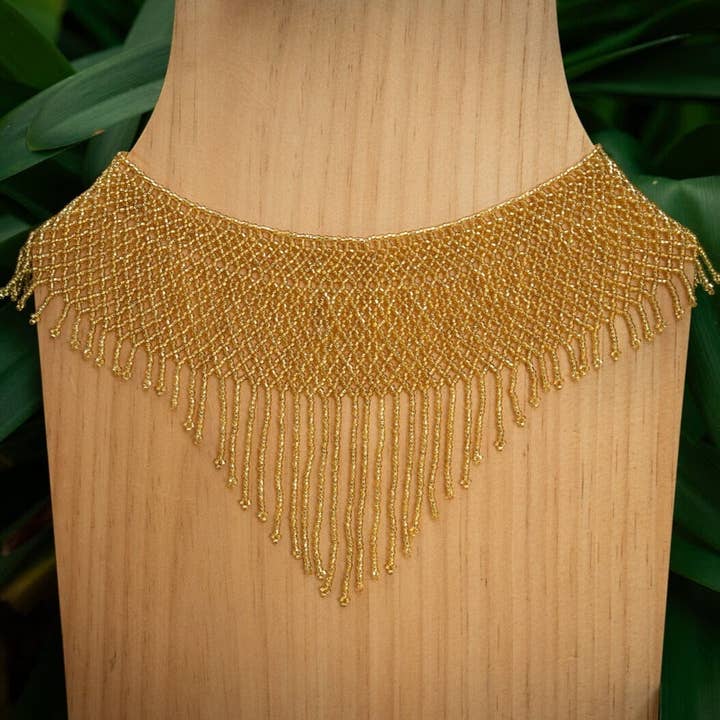 Bare Necessity - Native Beaded Choker in Elegant Gold for wholesale by Mother Sierra