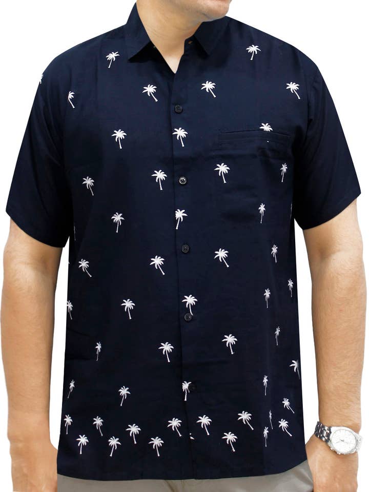 Hawaiian Shirt Men Short Sleeve Aloha Beach Printed Rayon N for wholesale by LA LEELA \ HAPPY BAY