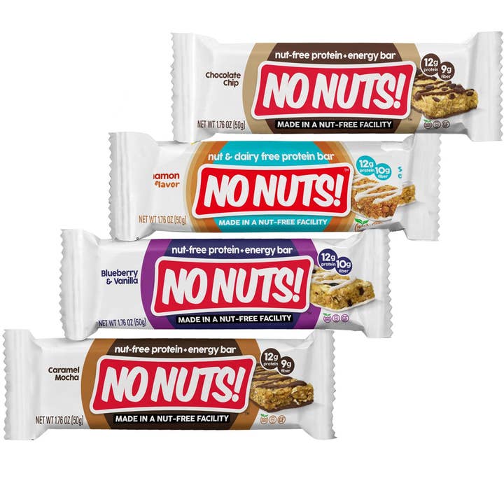 No Nuts! 4-Pack Sampler - Chocolate Chip, Cinnamon Roll, Blueberry & Vanilla and Caramel Mocha for wholesale by No Nuts!
