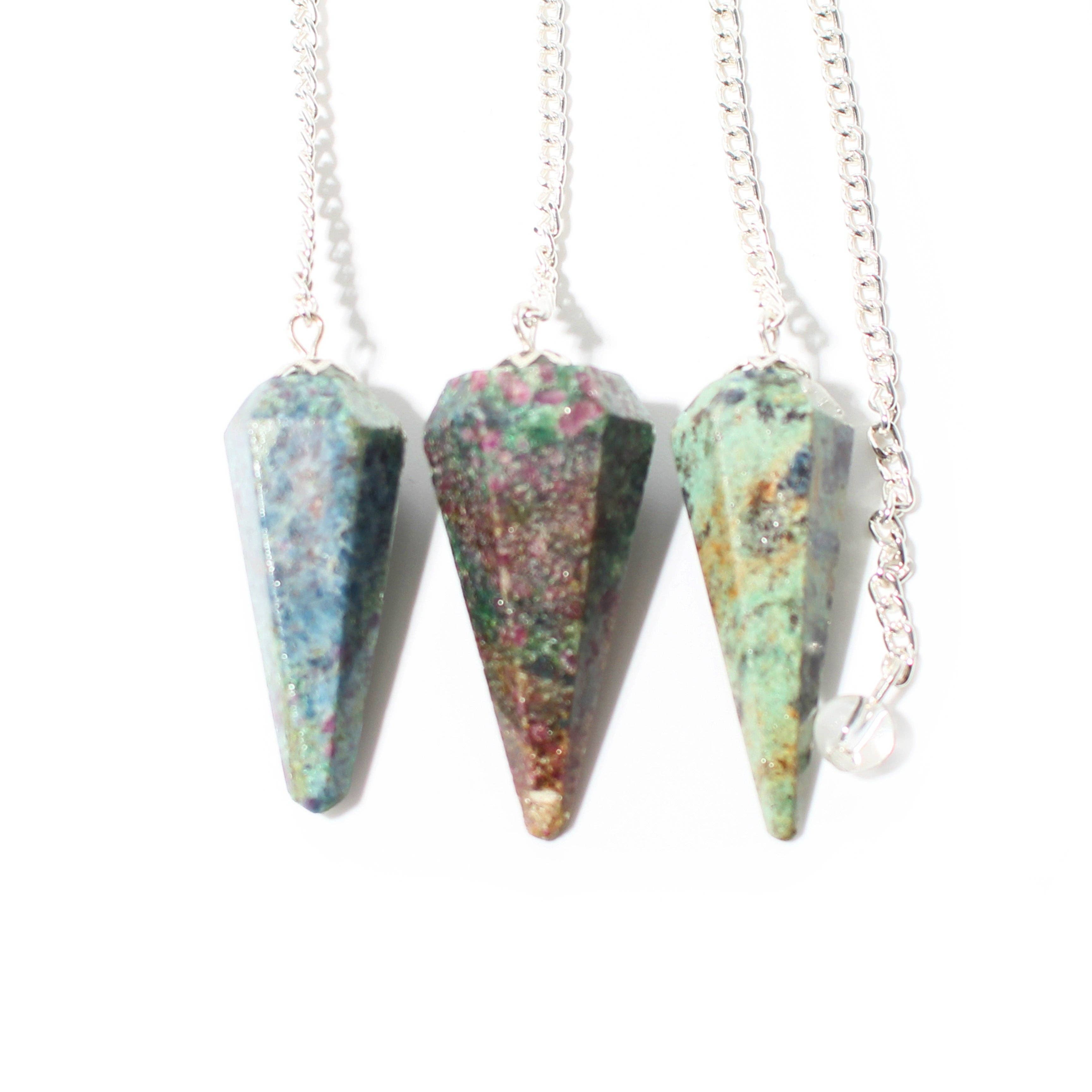 Stonebridge Imports - Wholesale Spiritual Stone/Crystal - Ruby Zoisite Pendulum 6 Facet & Bead - 3 Pack0
