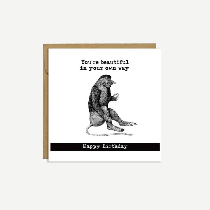 MONKEY - 'You're beautiful in your own way' - Birthday Card for wholesale by Brave Mavis