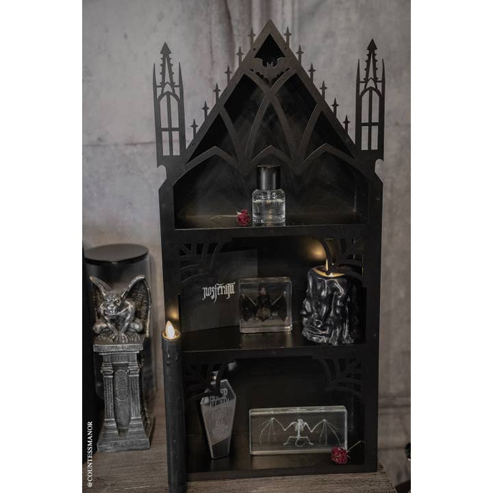 vampirefreaks - Wholesale Wall-mounted shelf - Gothic Cathedral Arched Bat Shelf2