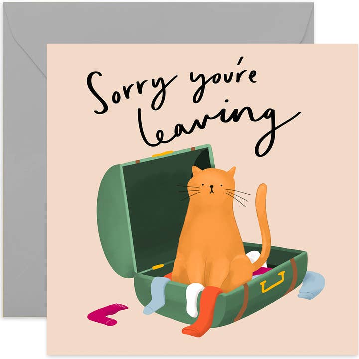 Carte Sorry You're Leaving Cat - Carte de voyage - Carte de départ pour la vente par Old English Company