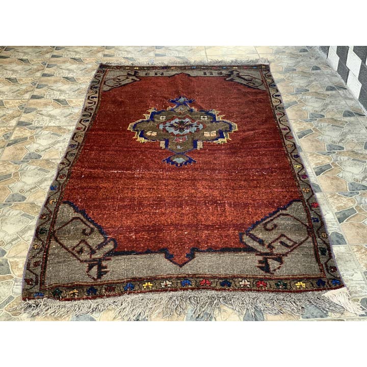 Vintage anatolsk stamme tyrkisk Oushak stort tæppe 4,5x9,3ft for engroshandel hos Oushak Rugs
