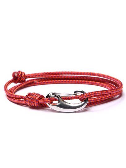 Bracelet cordon tactique rouge et orange pour homme (fermoir argenté) pour la vente par We Are All Smith