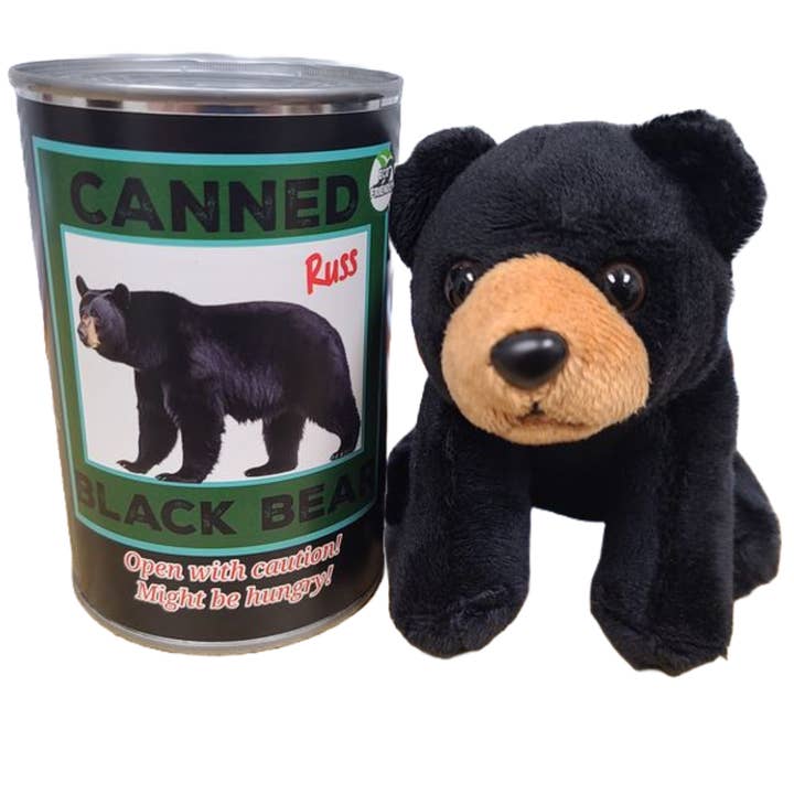 Canned Gifts - Wholesale Stuffed/Plush Toy - Kids & Baby - Russ the Canned Black Bear | Stuffed Zoo Plush w/Jokes |Gift