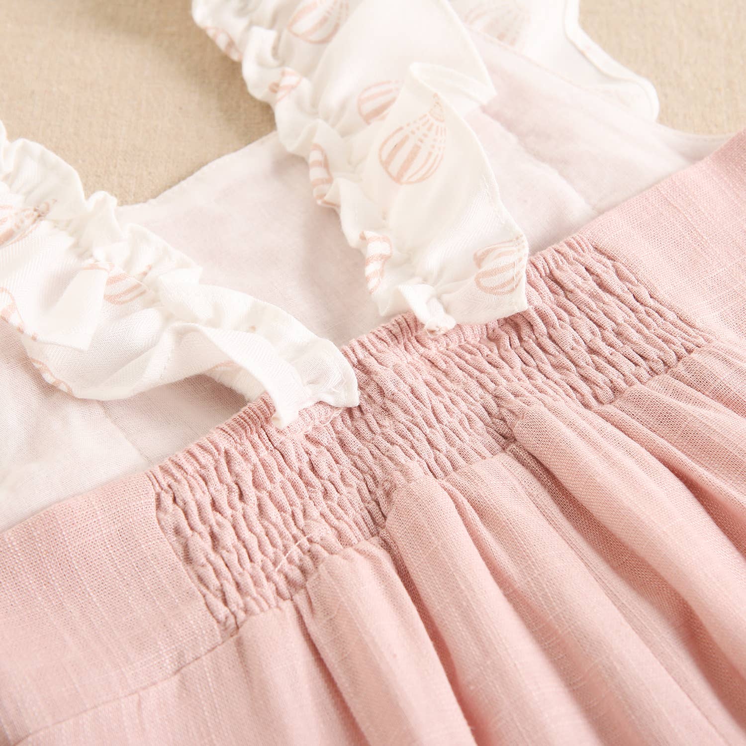 Rose Long Plain Girl's Jumpsuit with Contrast Printed Ruffles for wholesale on Faire5