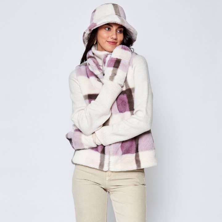 Fashion City - Wholesale Outerwear Vest - Women's - Plaid Faux Fur Vest10