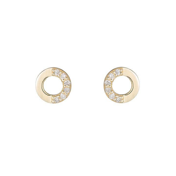Ashley Schenkein Jewelry Design - Wholesale Stud/Post Earrings - Brooklyn Open Circle Half Pavé Diamond Earrings2