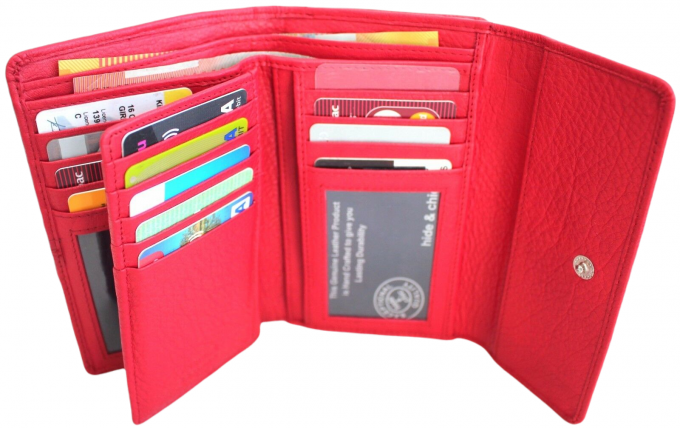 hide & chic – Engroshandel Tegnebog - Dame – RFID pung i fuldnarvet koskindslæder. Sort, brun, blå eller rød. Stil nr. 21004 Hide & Chic17