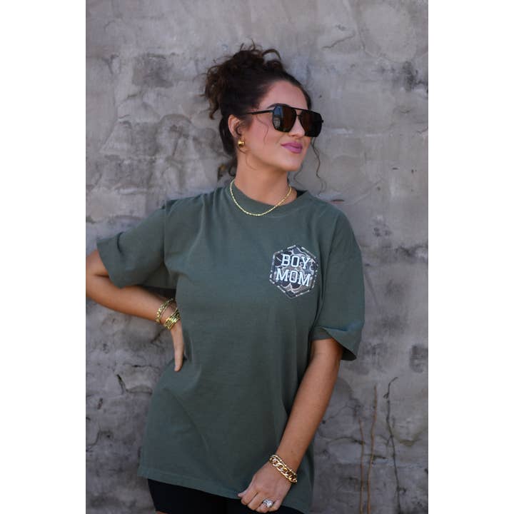 Moss Boy Mom Camo Tee for wholesale on Faire