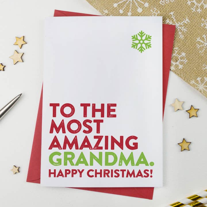 Amazing Grandma Christmas Card for wholesale by A is for Alphabet Ltd