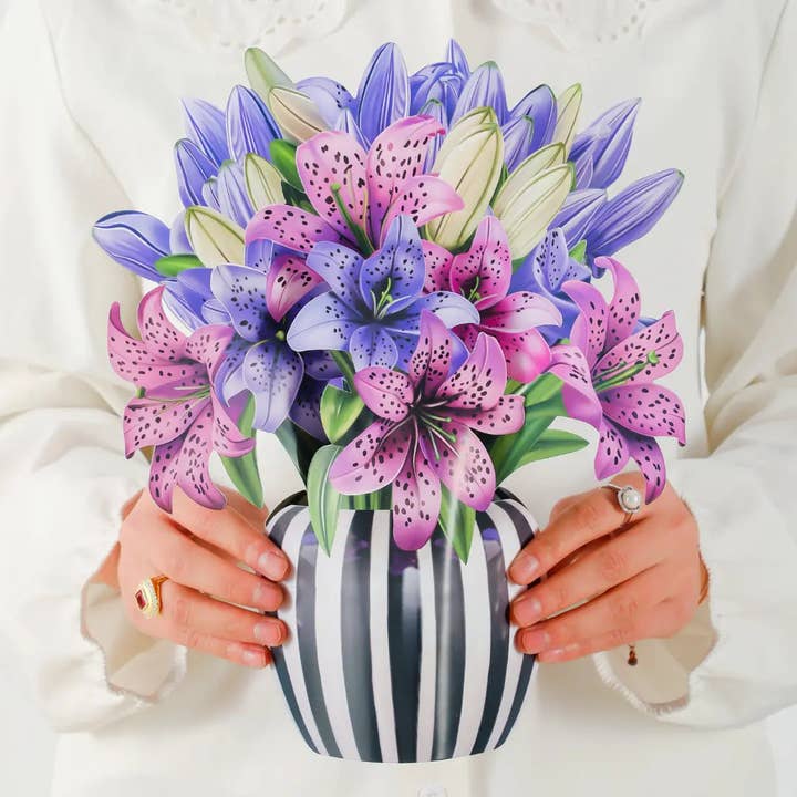 PetalPal - Wholesale Everyday Greeting Card - Spotted Lilies Pop-Up Bouquet