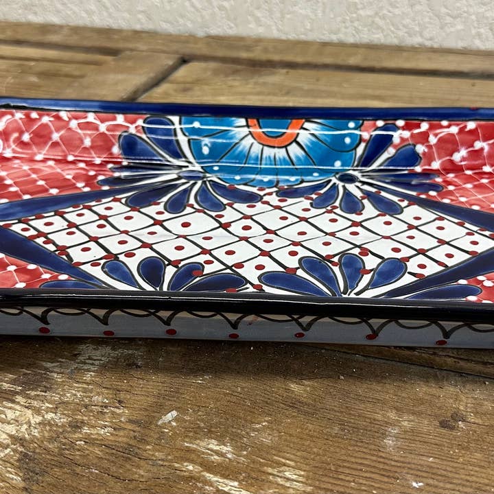 My Amigos Imports – Bandeja por atacado – LIQUIDAÇÃO-Prato de Festa em Cerâmica Talavera-10x17,5 pol-Grande2