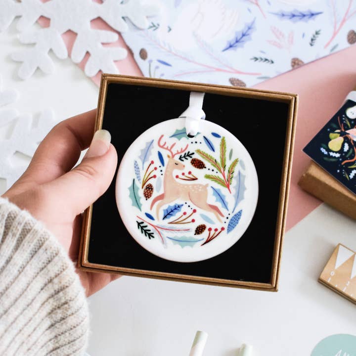 Amber Davenport Art - Wholesale Ornament - Reindeer Christmas Ornament