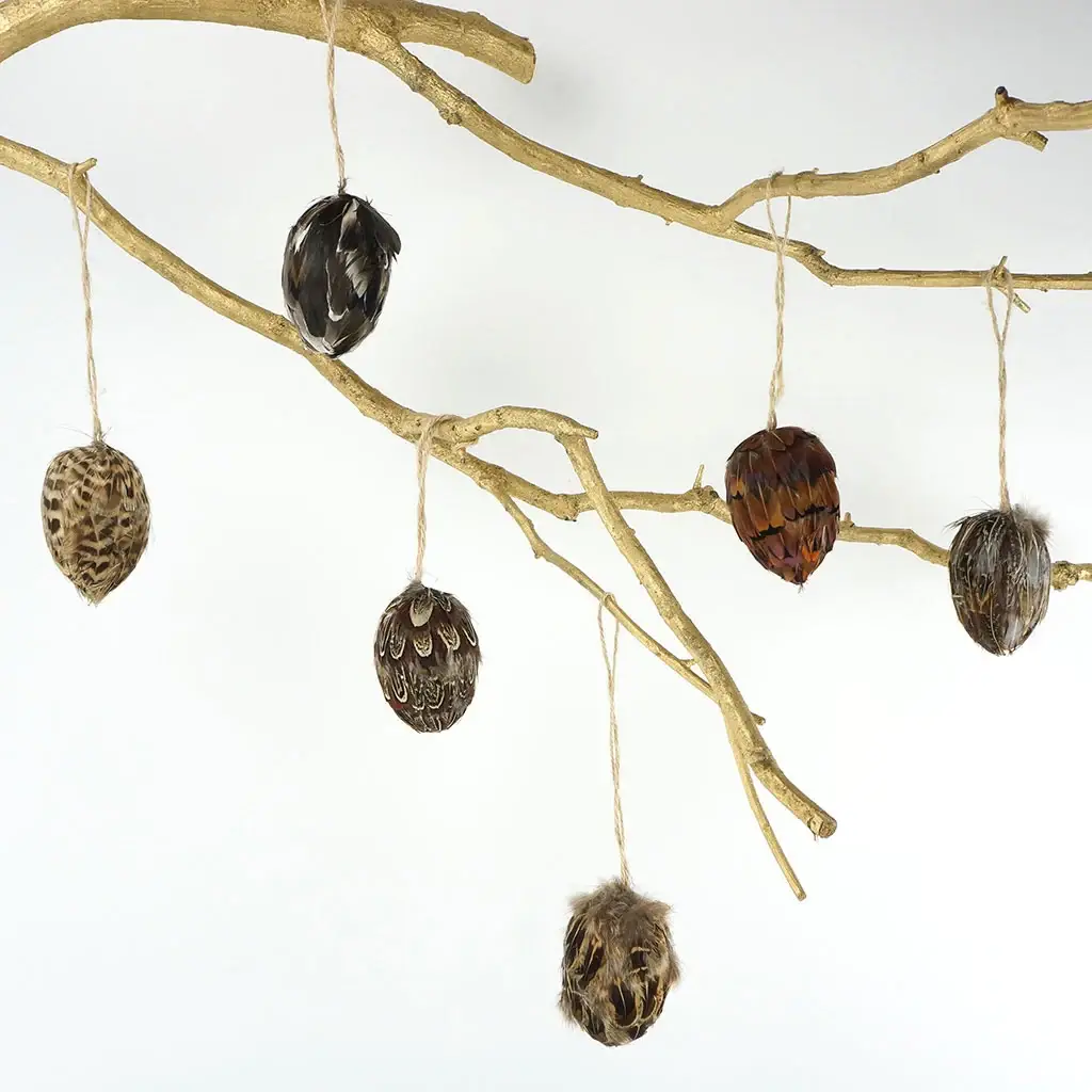 Zucker Feather Products - Wholesale Ornament Set - Assorted Natural Feather Ornaments - 3"0