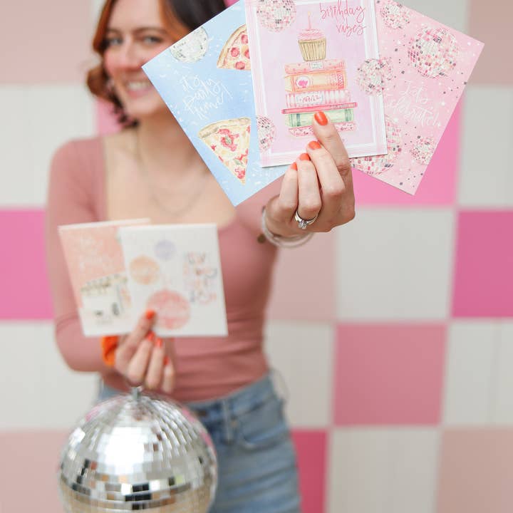Stephanie Tara Stationery - Wholesale Felicitatie-kaartje - laten we de felicitatiekaart met discoballen vieren2