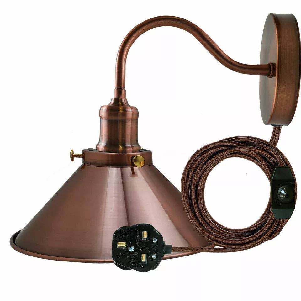 Ledsone – wholesale Accent/desk lamp – Plug in Wall Lighting 2M Cable Dimmer Switch Light Fittings~53033