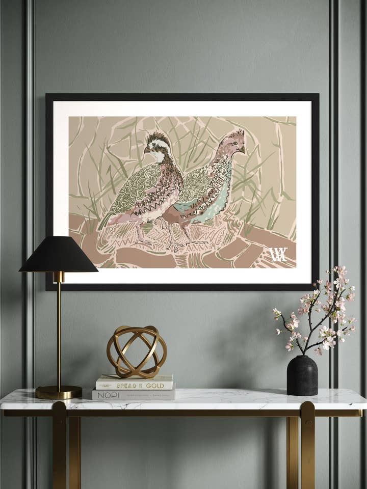 Pink Bobwhite Pair for wholesale by Austin Williams Art