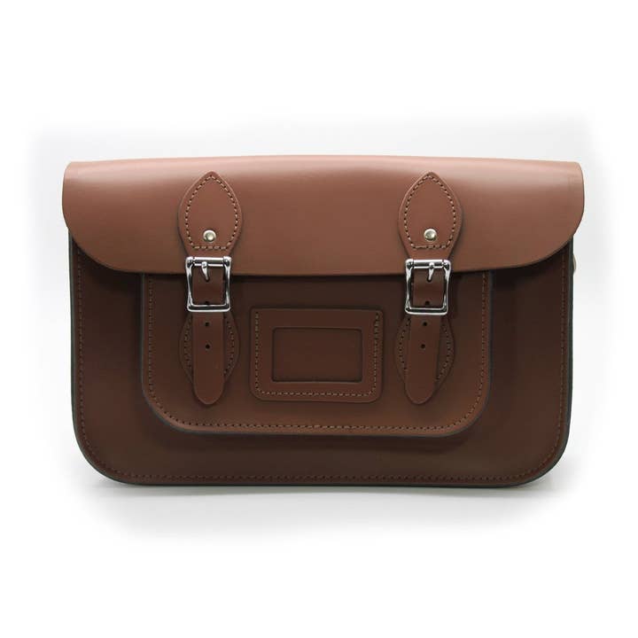 12,5 tommer Ægte Læder Spænde Taske - Brun for engroshandel hos The Scotland Kilt Company