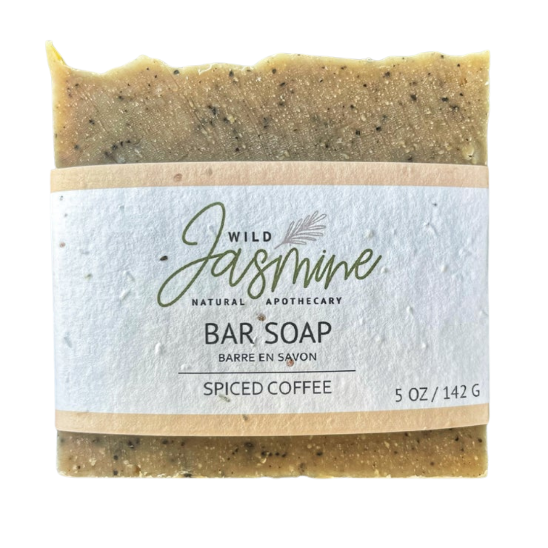 Wild Jasmine Natural Apothecary - Wholesale Bar Soap - Spiced Coffee Soap - 5 oz - Seed Paper Label1