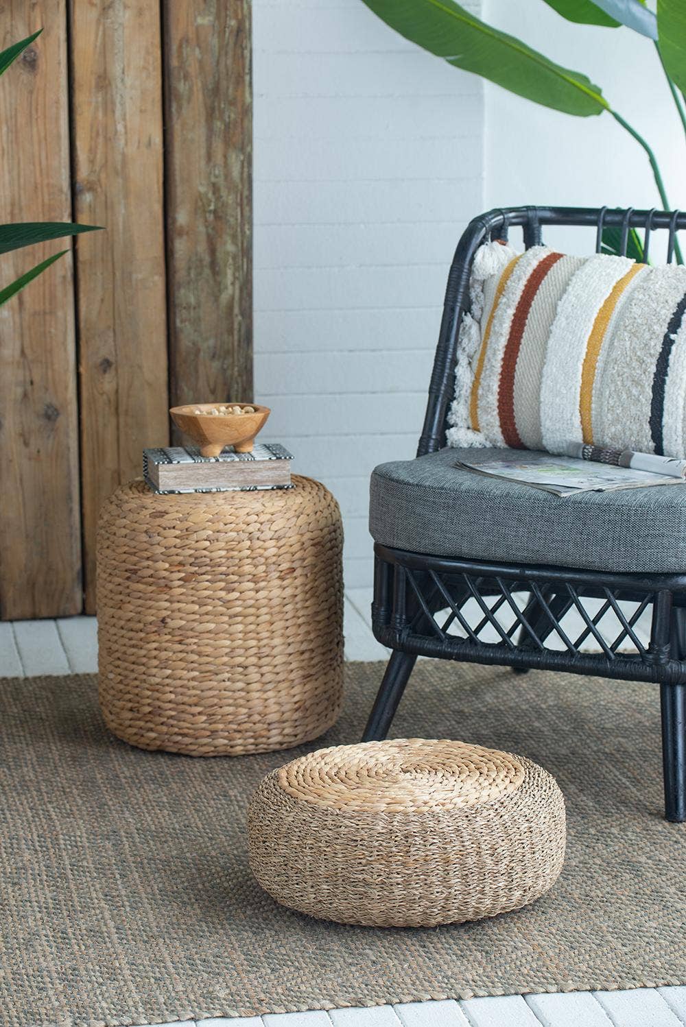 A&B Home Group Inc. - Wholesale Stool - D14.5x14.5" Water Hyacinth Stool 1EA/CTN14