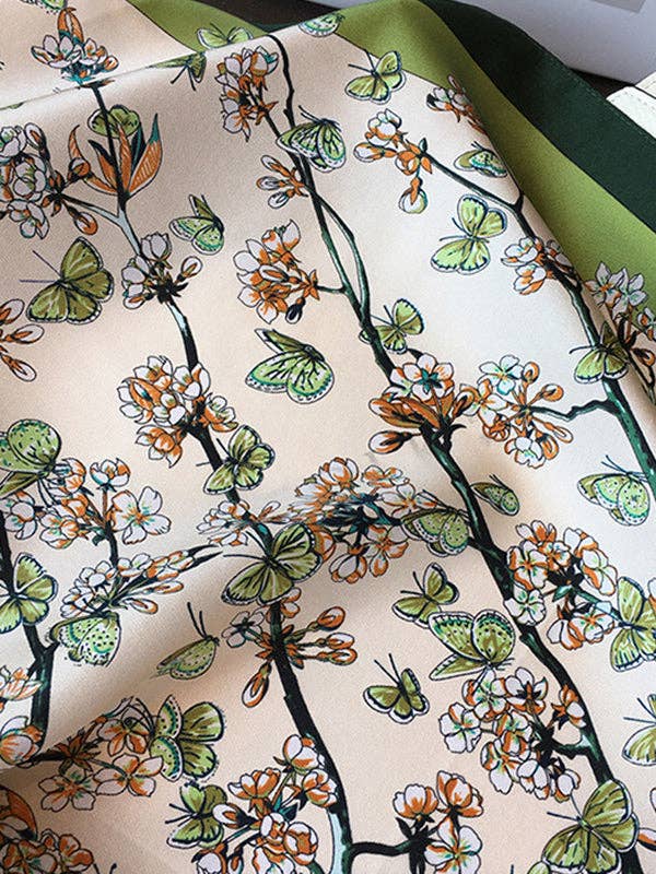 GRÜN Blumendruck Schal & Tuch - Grüne Farbe, Quadratische Form für den Großhandel auf Faire5