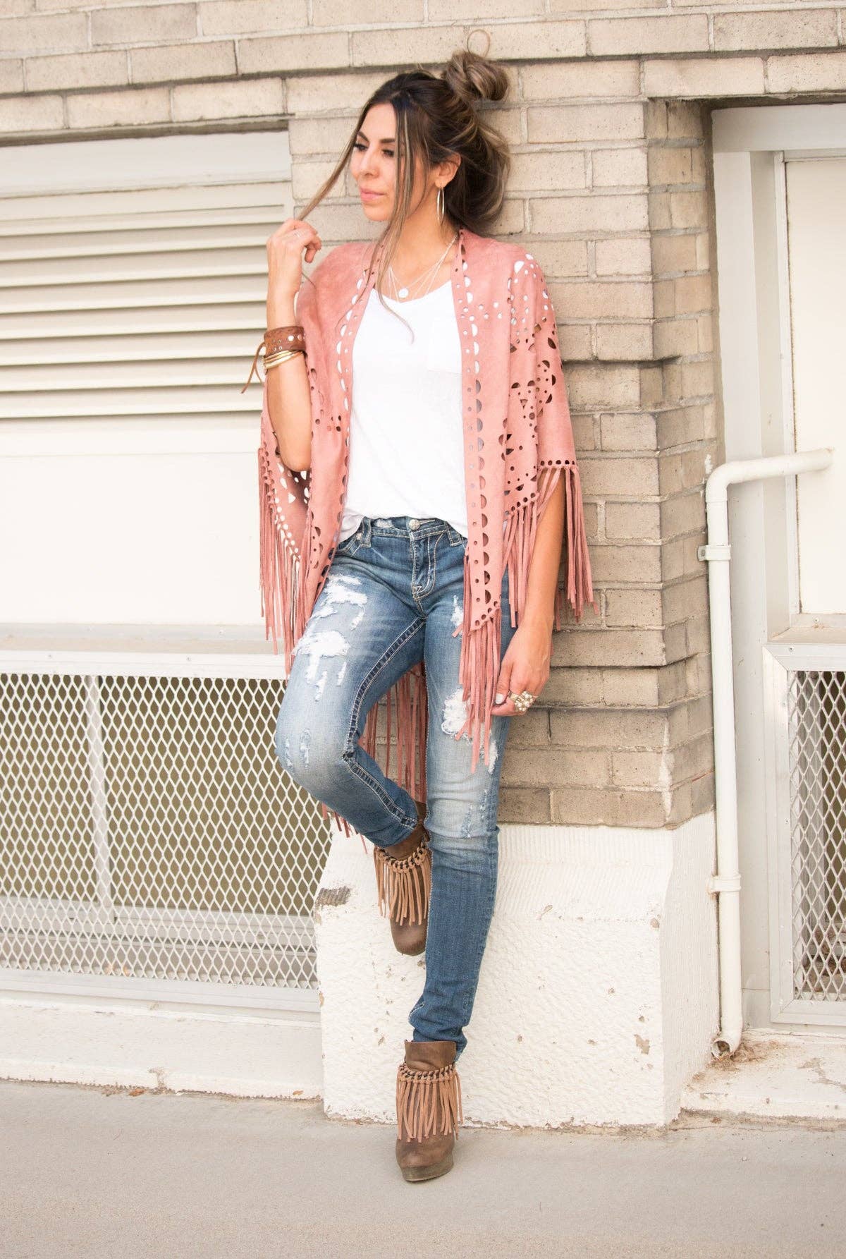 Hipster Row - Wholesale Poncho - Women's - Suede Fringe Poncho8