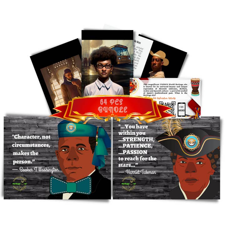 Ensemble de 64 affiches et cartes éducatives sur l'histoire des Noirs pour la vente par Heritage Owl