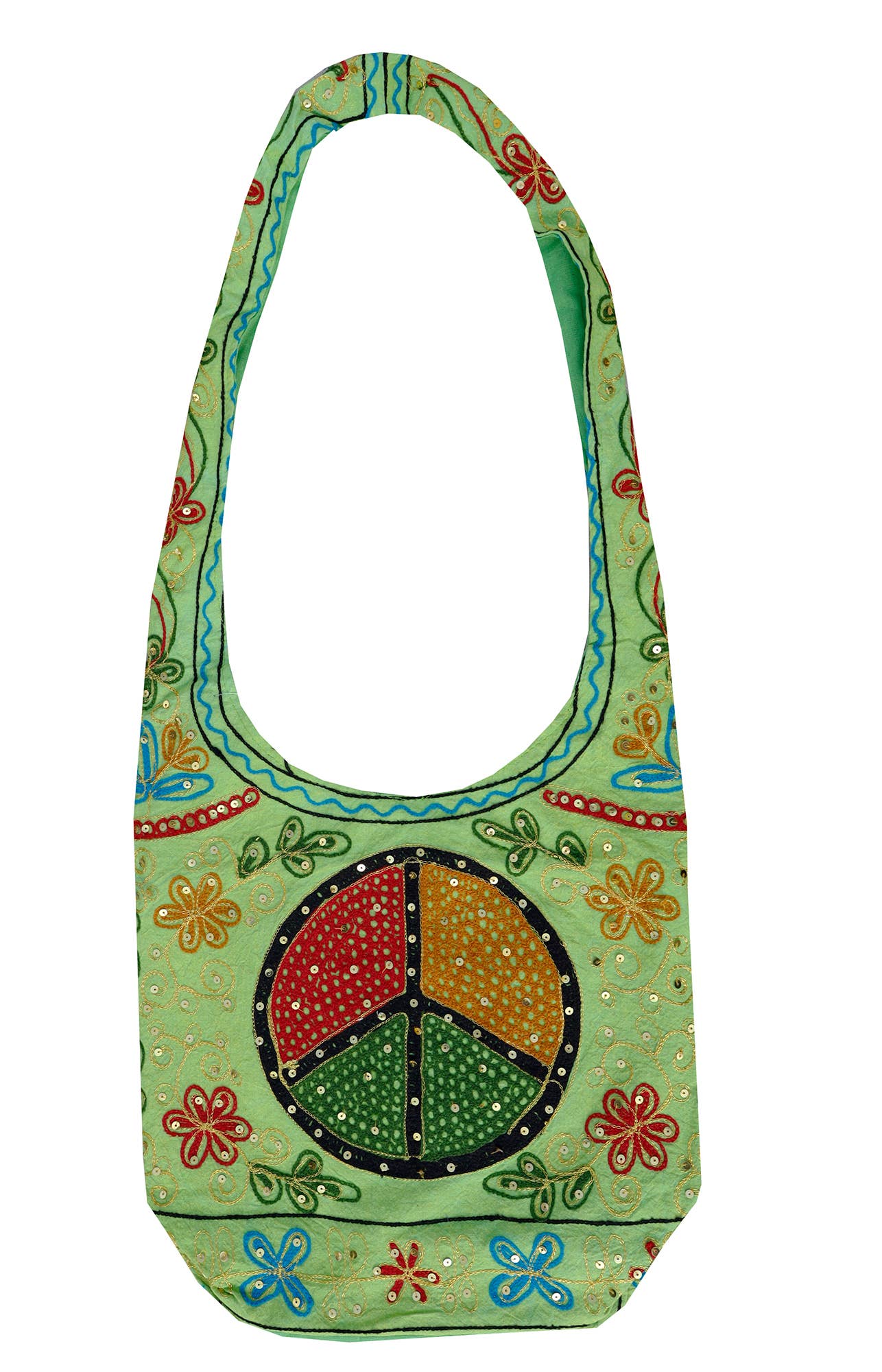 Lungta Imports - Wholesale Crossbody Bag - Women's - Peace Patch Bohemian Hippie Sling Crossbody Bag0