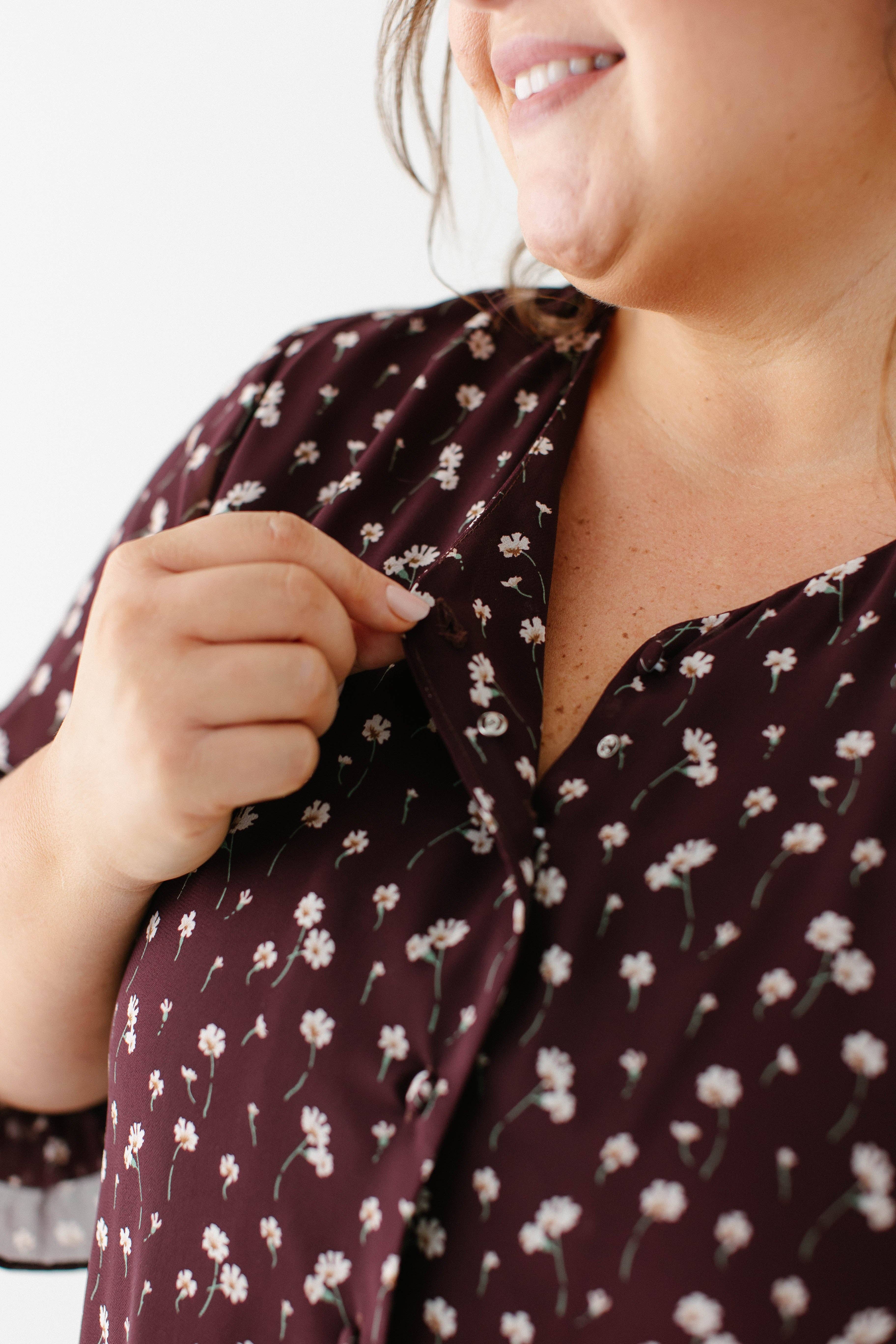 Vino Blusa floreale a maniche 3/4 'Clarissa' in vendita all'ingrosso su Faire8