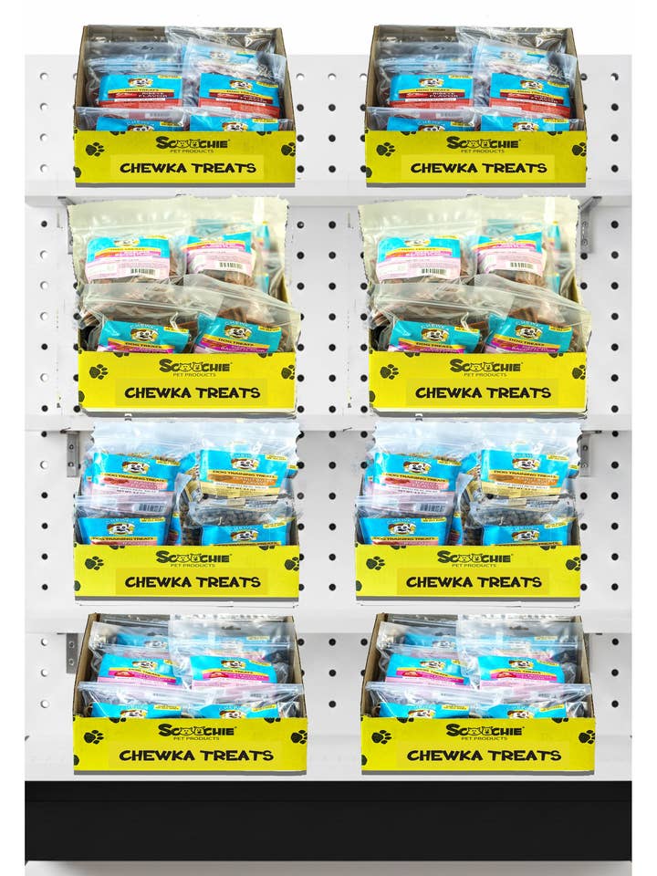 Chewka Dog Treats Planogram - 2 Foot - 4 Shelf for wholesale by Scoochie Pet Products