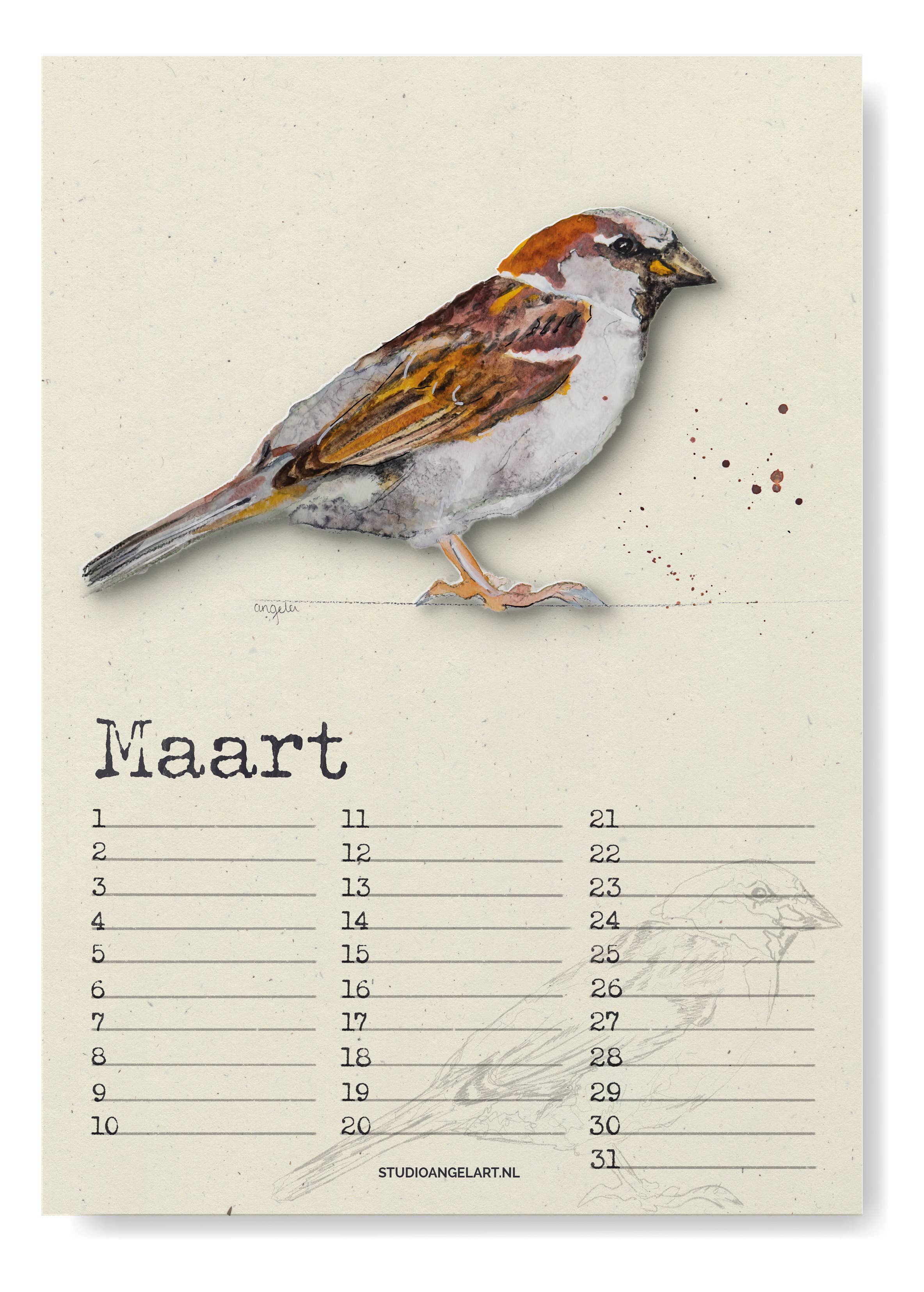 Studio Angelart - Vente Calendrier - Calendrier d’anniversaires avec oiseaux6