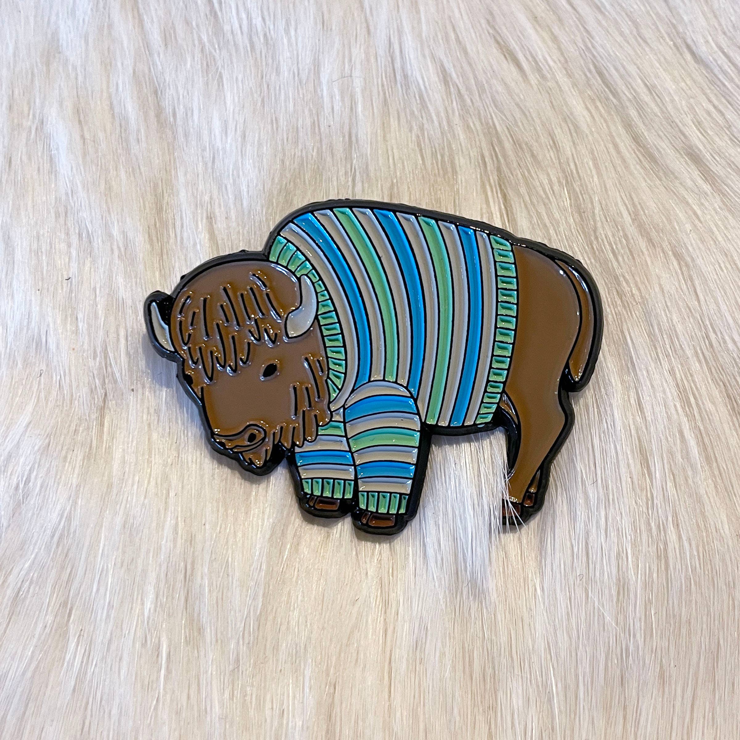 Green Bird Press - Wholesale Lapel Pin/Button - Buffalo Sweater Enamel Pin