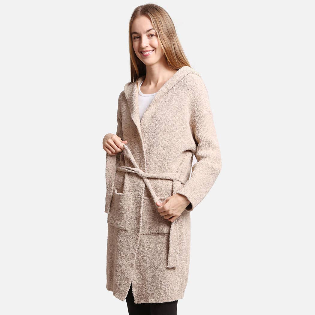 Fashion City - Venta al por mayor Bata - Mujer - Bata con capucha suave de color liso con bolsillo18