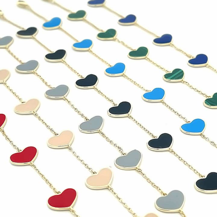 Enamel Colored Heart Necklace (H174)(I534) for wholesale by MIA Jewelry