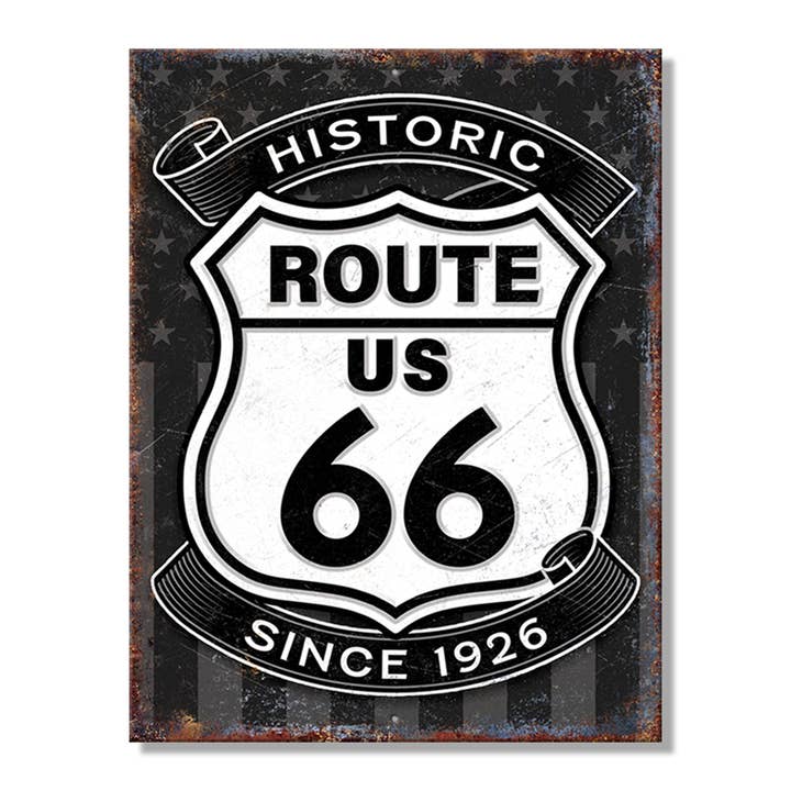 SH - Route 66 since 1926 8.25in. x 10.75in. Tin Sign for wholesale by Desperate Enterprises