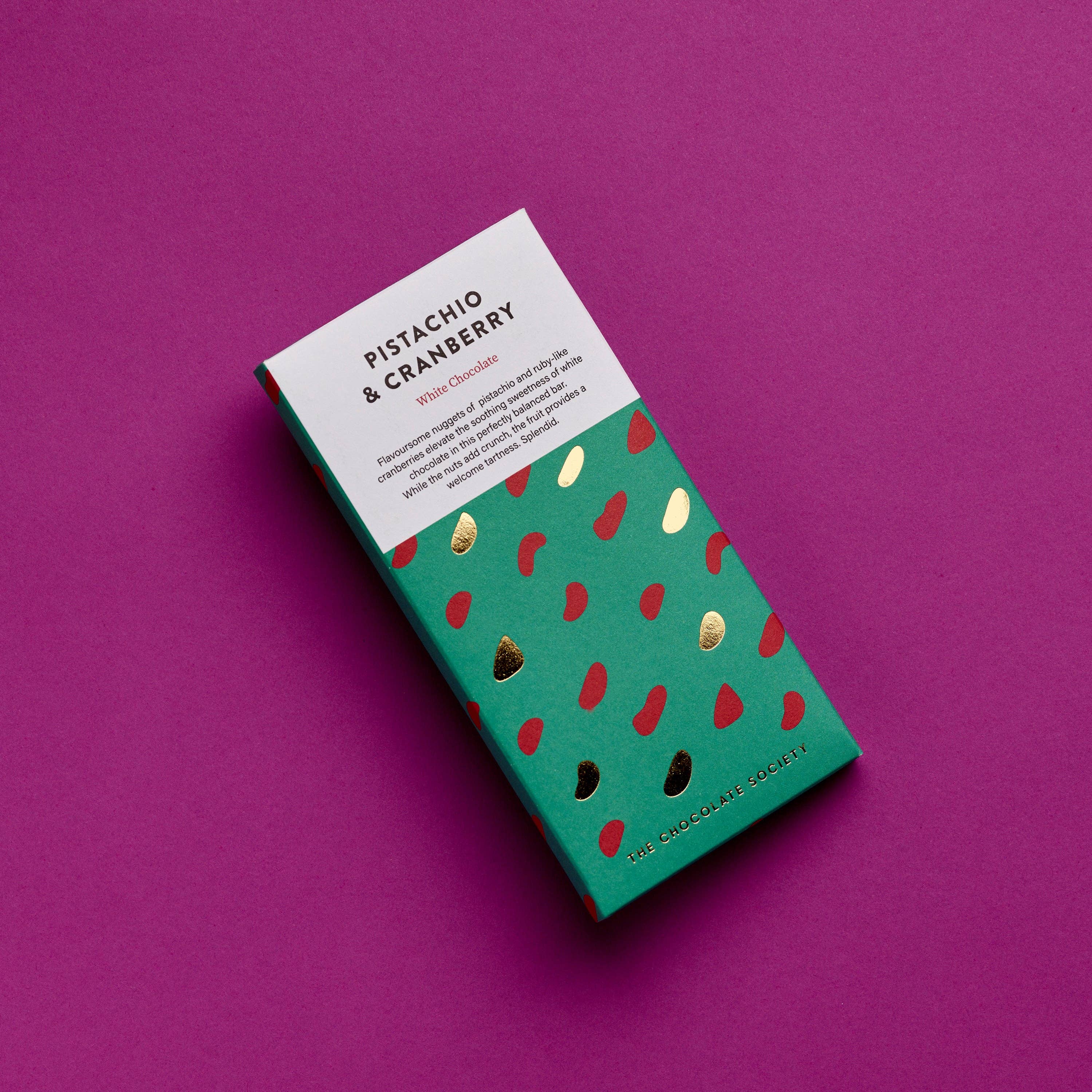 The Chocolate Society - Wholesale Chocolate bar - Pistachio & Cranberry Chocolate Bar