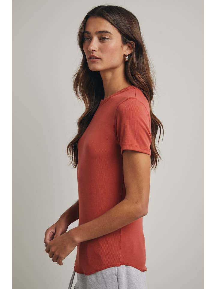 Wishlist Apparel - Wholesale T-Shirt - Women's - RIBBED KNIT BASIC T-SHIRT / WL18-171438