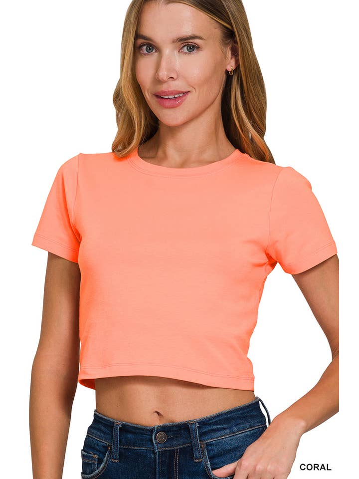 Vanilla Monkey - Wholesale Knit Top - Women's - Cotton Short Sleeve Round Neck Cropped Top