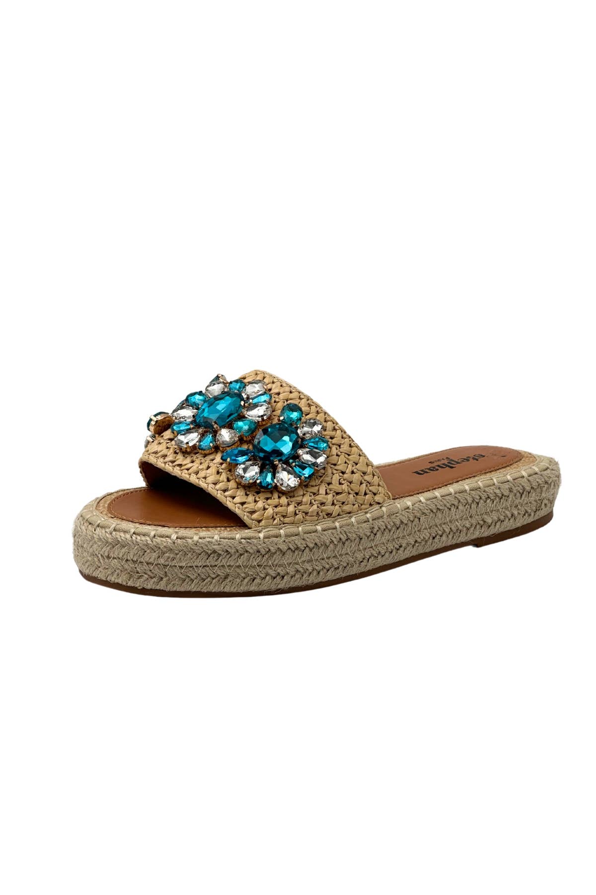 Negro Sandalia espadrille con piedras coloridas y tira trenzada de venta al por mayor en Faire5