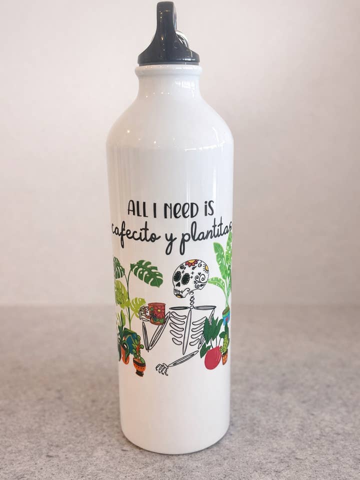 All I Need Is Cafecito y Plantitas – Reusable Water Bottle for wholesale by Leafe