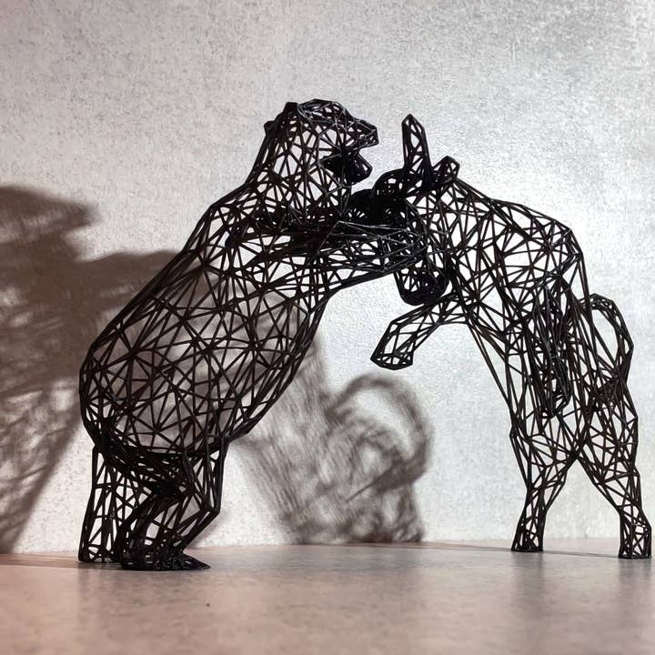 3DOfficeAT – Engroshandel Bordpynt – Bull vs. Bear Market-statue - Moderne dekorskulptur3