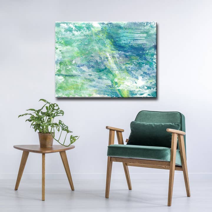 Cool Aqua Ocean Reef' Wrapped Canvas Abstract Wall Art for wholesale by Ready2hangart, Inc.