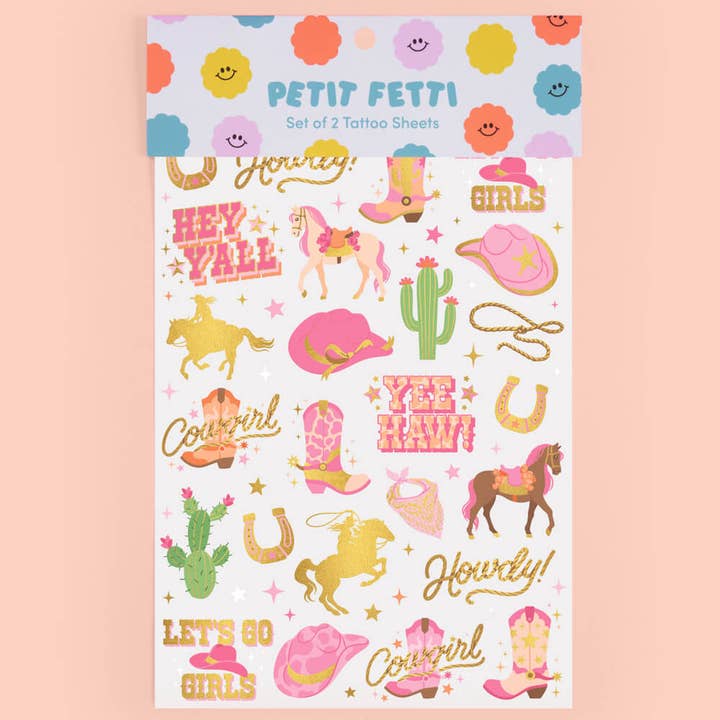 Cowgirl Foil Kids Temporary Tattoos, Bday Party, Activity, and other Purchase Wholesale bdebruno. Free Returns & Net 60 Terms on Faire trending on Faire.