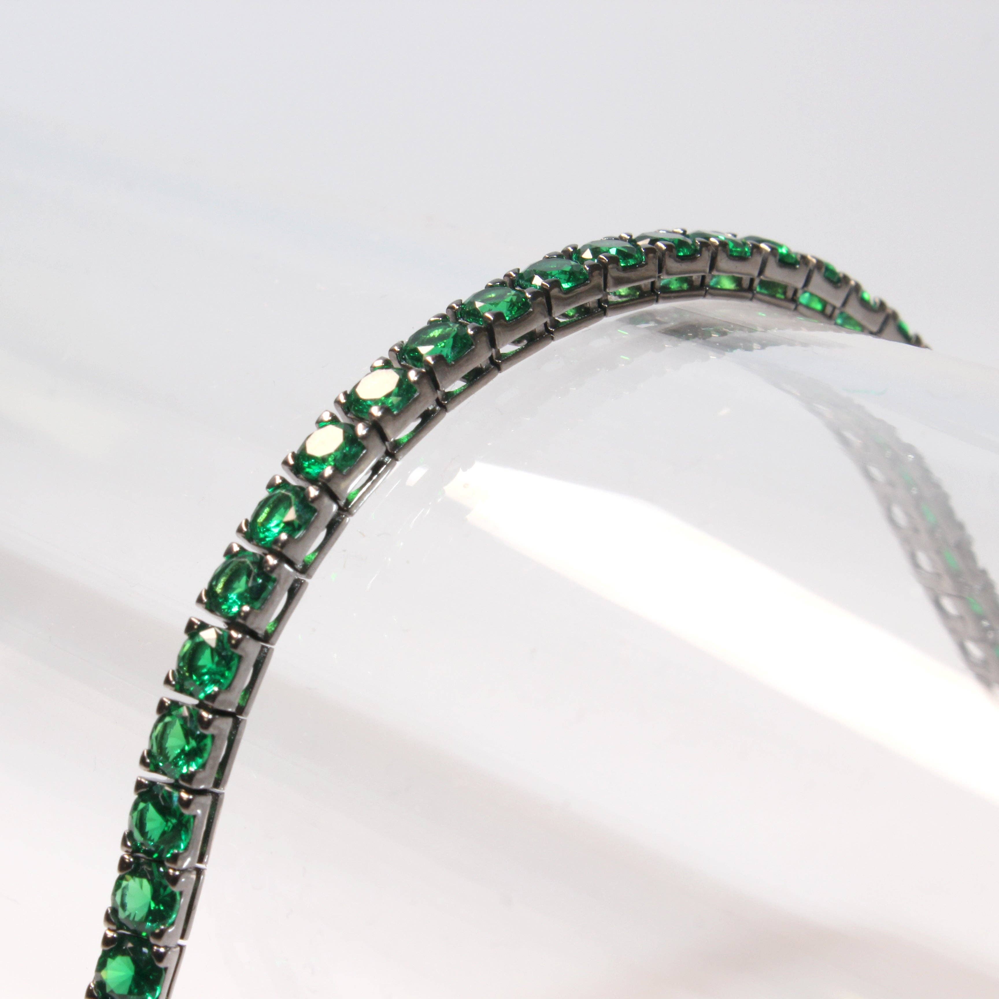 Alta Gioielli - Wholesale Tennis Bracelet - Handmade Tennis Bracelet in 925 Silver - Green Stones3