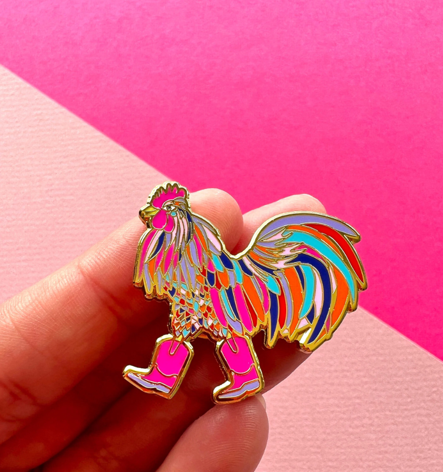 ACira Studio LLC - Wholesale Lapel Pin/Button - El Gallo, Hard Enamel Pin1