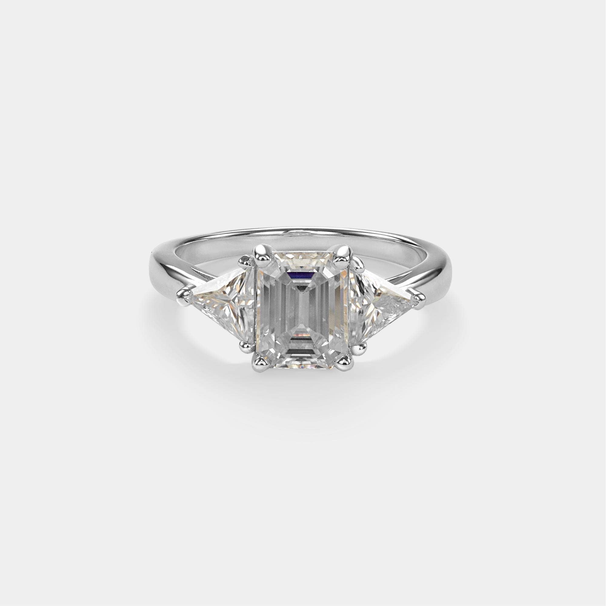 Perimade & Co. LLC - Wholesale Engagement Ring - Three Stone Moissanite Engagement Ring in Sterling Silver2
