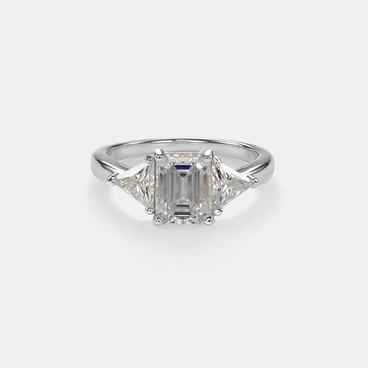 Perimade & Co. LLC - Wholesale Engagement Ring - Three Stone Moissanite Engagement Ring in Sterling Silver2